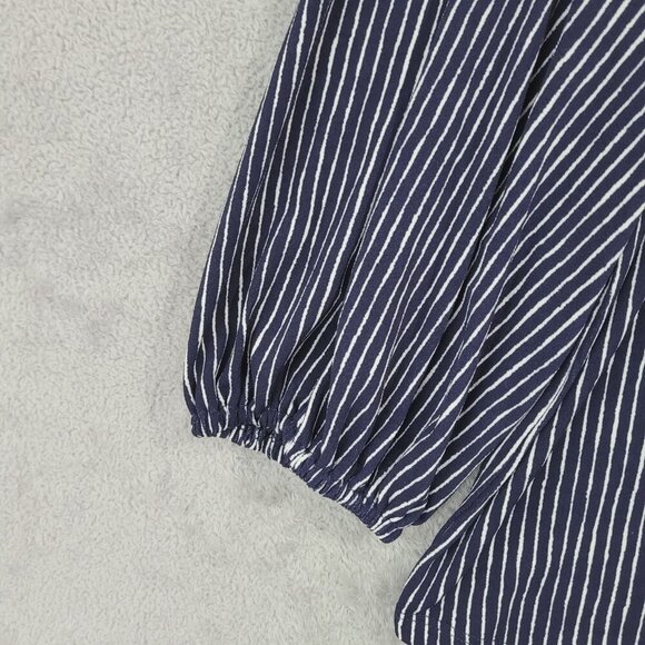 NEW Adrianna Papell Womens L Navy Striped Blouse Polyester/Elastane - Picture 7 of 8